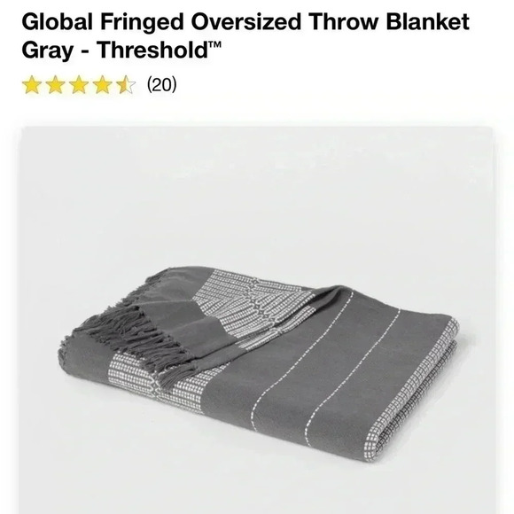 NWT Global Fringed Oversized Throw Blanket
Gray - Threshold - Picture 4 of 4